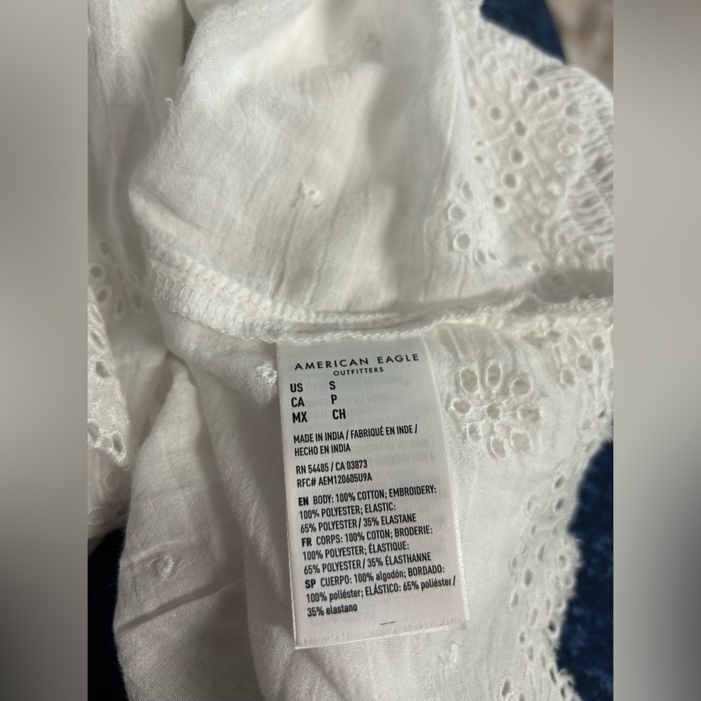 American Eagle Outfitters White Eyelet Peplum Tank - Picture 9 of 9